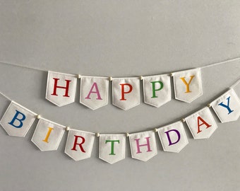 Happy Birthday Felt Fabric Banner Rainbow Birthday Garland Decoration For Mantle Party Kids Birthday Party Decor Photo Props - View #2