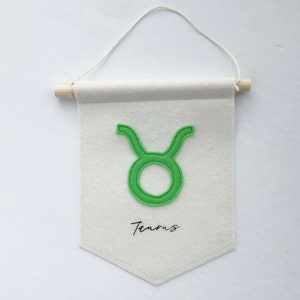 Taurus Wall Sign - Zodiac Wall Hanging - Star sign - Taurus Zodiac Sign - Astrological Sign - Felt Banner - Horoscope Gift - Taurus