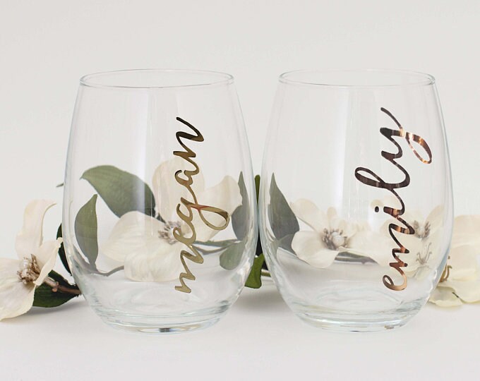 Personalised Wine Glass Decals Single Name Decal DIY Etsy