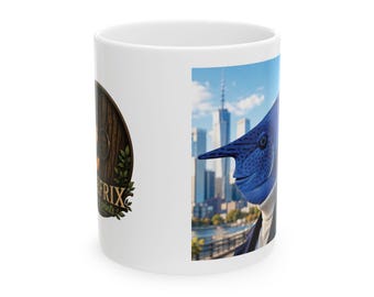 Azurefin Vanguard Blue Unicornfish Portrait Mug | Ceramic Ocean Illustration