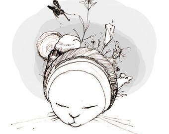 Cat Dreaming - Blank Card 4" x 6"