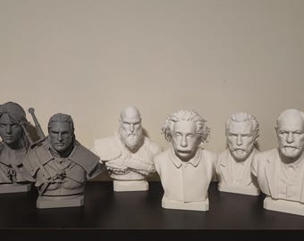 Busto 3D de figura histórica/celebridad/personaje | Escultura decorativa en PLA | Decoración para oficina, estantería o regalo