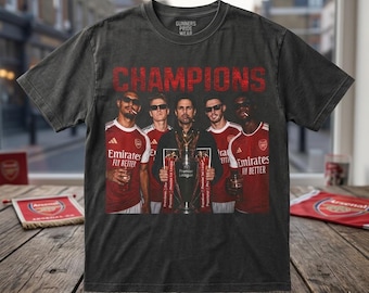 Arsenal Champions Shirt, Premier League Winners, Saka, Odegaard Fan Tee