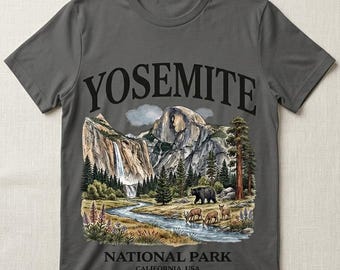 Yosemite nationalpark vintage björnvattenfall grafisk t-shirt