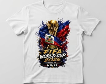 Haití Mundial 2026 PNG, Trofeo de fútbol con la bandera haitiana, diseño de sublimación, descarga digital de fútbol