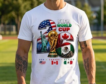 Camiseta del Mundial de la FIFA 2026, camiseta para aficionados al fútbol de EE. UU., Canadá y México, camiseta gráfica patriótica para amantes del fútbol.