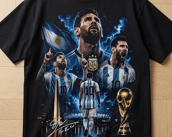 Messi PNG T-Shirt Print Design - Number 10 Argentina Collage | Digital Download | Black Knockout Halftone Vintage Graphic | DTF/DTG 300DPI