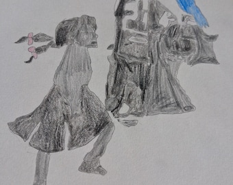 Dibujo a lápiz, tamaño A4, sin enmarcar. Arte autista.