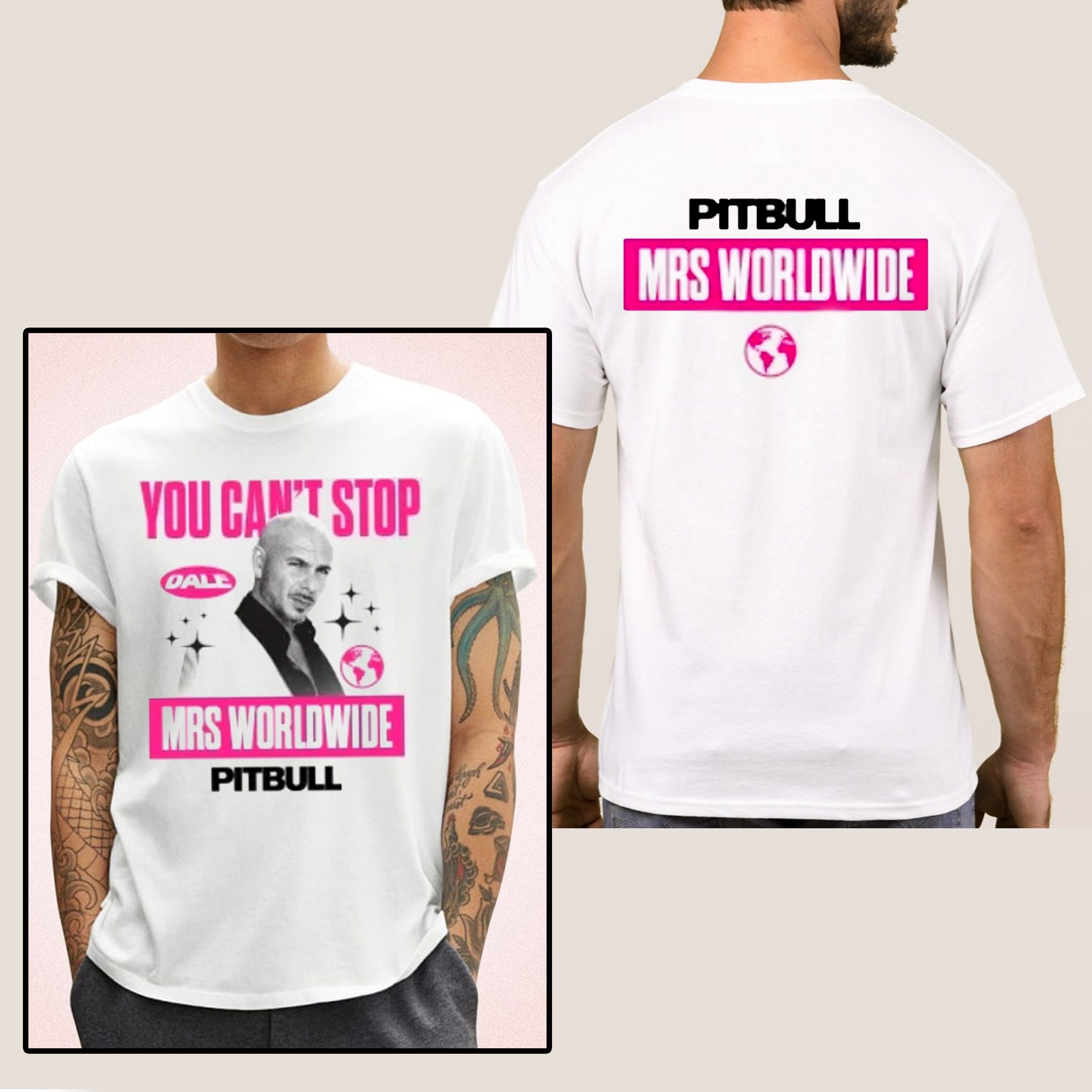 Discover Pitbull Can't Stop Us Now Summer Tour Zweiseitiges T-Shirt