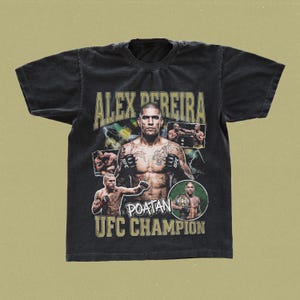 Maglietta Alex Pereira, T-shirt Chama UFC Champion, Regalo per fan di MMA Poatan, Maglietta grafica da combattente