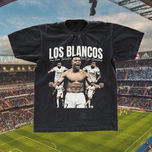 Kylian Mbappe Los Blancos Graphic Tee, Real Madrid Vintage Bootleg Football T-Shirt image 1