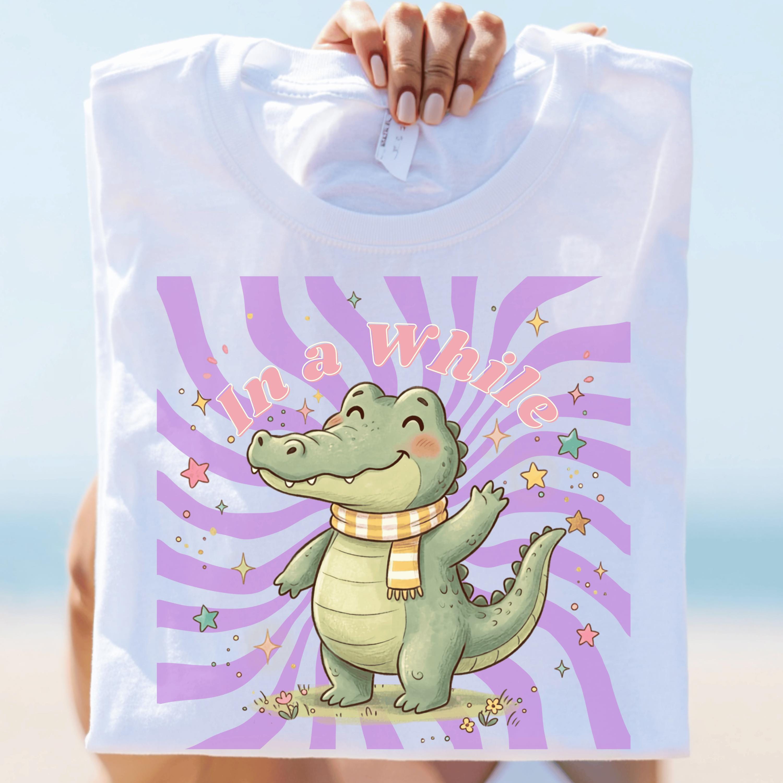 In a While Crocodile PNG Cute Crocodile T-shirt Design Kids