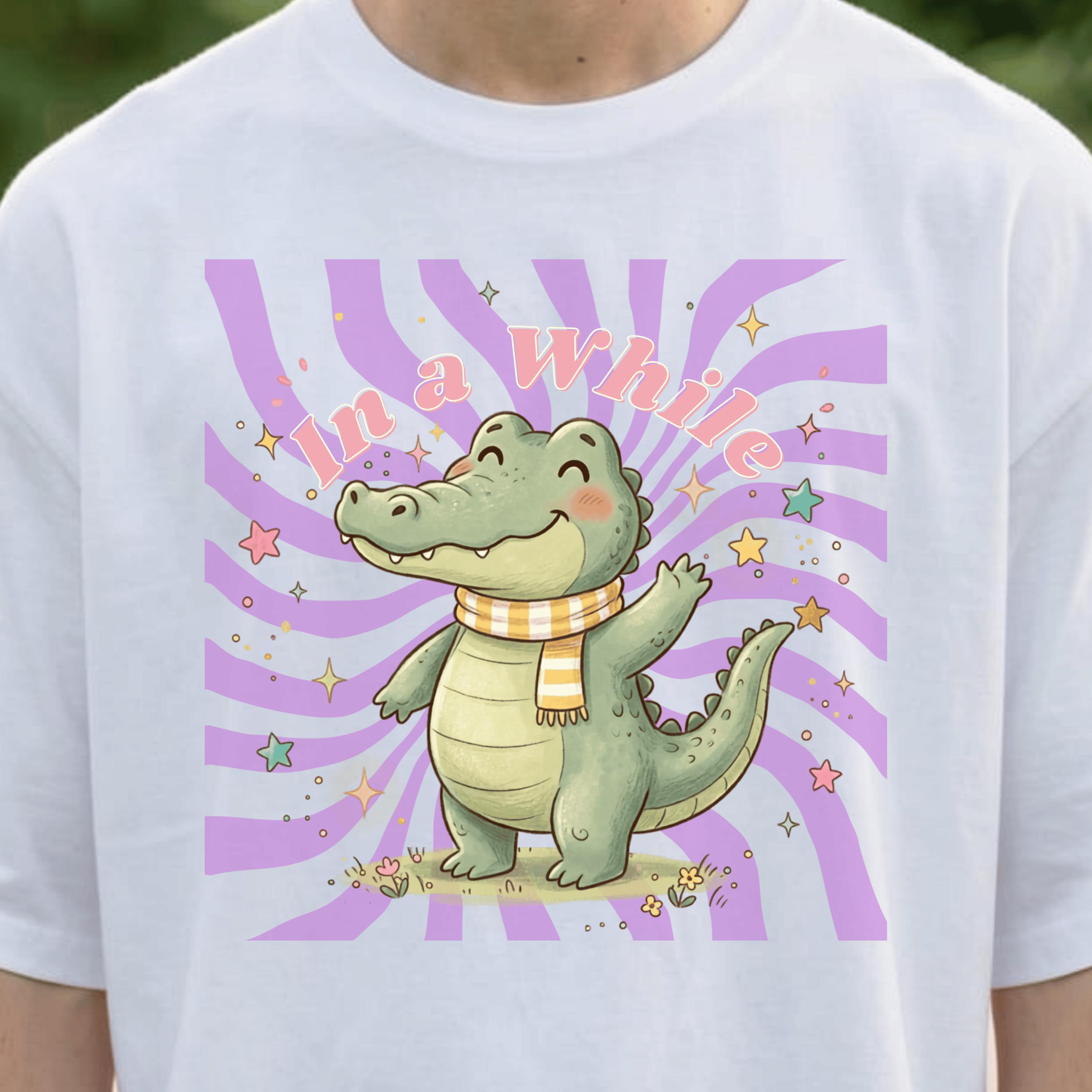 In a While Crocodile PNG Cute Crocodile T-shirt Design Kids