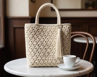 Imágenes de bolsos de ganchillo estilo boho para pared / Borlas de macramé (descarga digital)