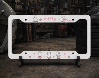 Bunny License Plate Frame: Pink Bunny Car Accessory Ver 2