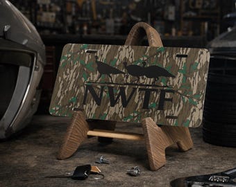 Custom Camo Vanity Plate – NWTF Logo Turkey Hunter Car Accessory