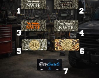 Camo NWTF Turkey Hunter License Plate, Outdoor Truck Car Tag