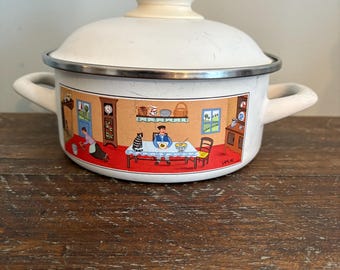 Villeroy & Boch DESIGN NAIF, Enamel Metal Pot Pan Lid Covered Casserole 3 Qt