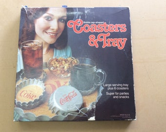 1978 Coca-Cola Original Bottle Cap “Large Serving Tray + Six Coasters” with Original Box