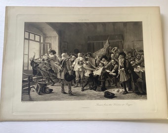 1894 VACSLAV BROZIK “Thrown from the Window at Prague” Print, D.Appleton & Co, Photogravure Goupil