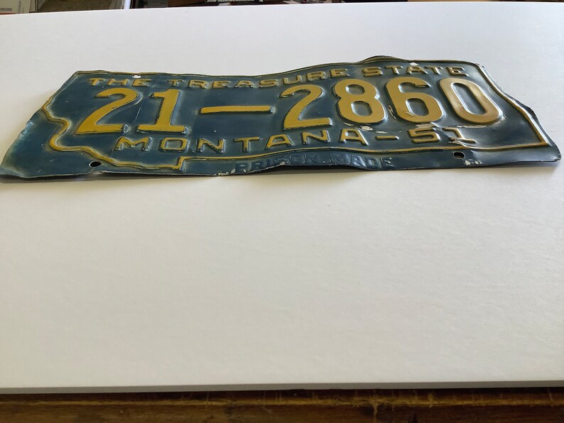 1951 Montana PRISON MADE Metal License Plate,toole County/shelby, 21