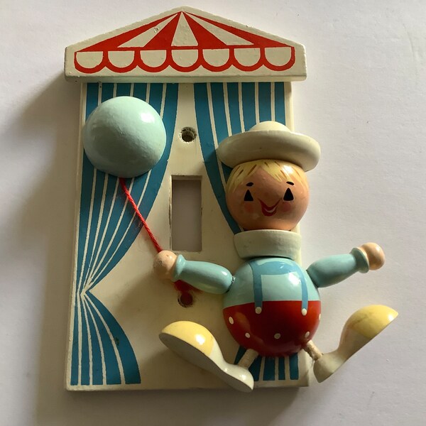 Vintage IRMI “Boy With Balloon” Nursery/Kids Single Switch Plate, Movable Feet