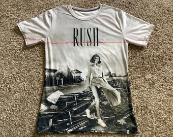 Vintage 1980’s Rush “PERMANENT WAVES” All Over Print, Tee Shirt, Size XL(?), No Size Tag