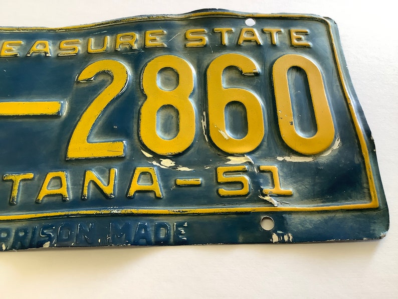 1951 Montana PRISON MADE Metal License Plate,toole County/shelby, 21