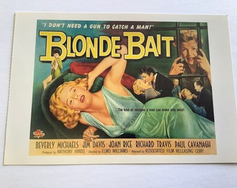 1988 Michael Barson “BLONDE BAIT” Movie Poster Postcard, Never Used