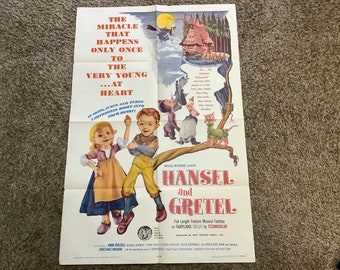 1965 Original “HANSEL and GRETEL” Movie Theater Poster,**The Miracle That Happens Only Once ToThe Very Young..At Heart**