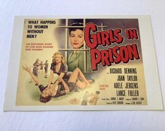 1988 Michael Barson “GIRLS IN PRISON” Movie Poster Postcard, Never Used