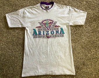 1993 ARIZONA Tee Shirt, Size Large, Purple/Turquoise Color, Single Stich