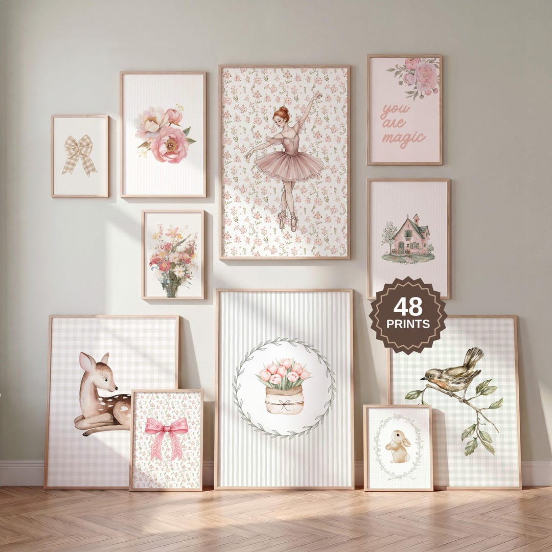 Cottagecore Floral Nursery Wall Art Set, Shabby Chic Prints, Baby Girl ...