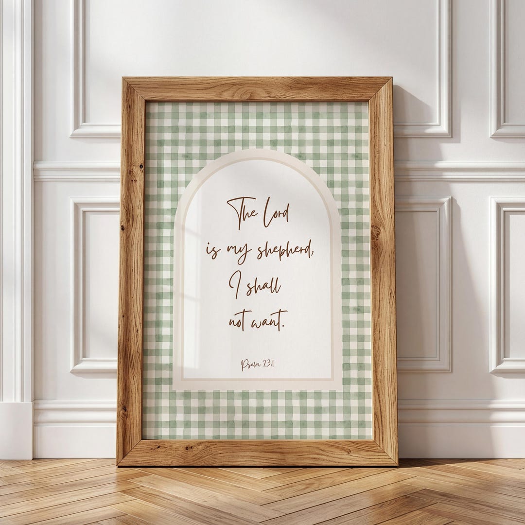 Psalm 23 Wall Art: the Lord is My Shepherd Bible Verse Print, Sage ...