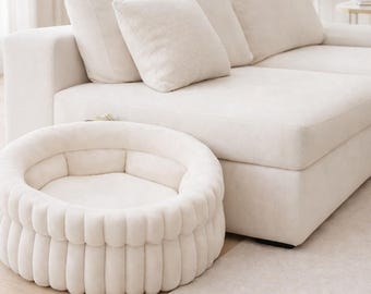 Cama de felpa acogedora para mascotas: cama redonda y cálida para perros y gatos, funda extraíble y lavable, nido suave de invierno para mascotas, cojín relajante para mascotas.