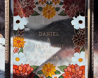 Custom Hand-Painted Wedding Sign | Faux Stained Glass | Personalized 16x20 Welcome Sign