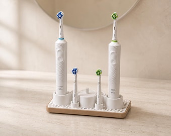 Doppelter elektrischer Zahnbürstenhalter kompatibel mit Oral-B | Für 2 Bürsten, Köpfe und Ladegerät