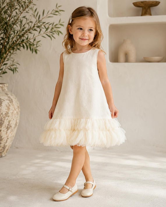 ivory ruffle hem dress | Minimalist Boho Summer Toddler Outfit FB