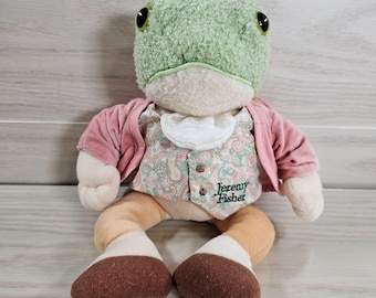 Vintage Beatrix Potter Mr. Jeremy Fisher 11" Plush Frog Eden Stuffed Animal