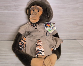 レア！HOSUNG★ドレスを着たさるのぬいぐるみ【ヴィンテージ】【1994年】 Vintage 1994 Hosung Monkey Plush Puppet - Etsy