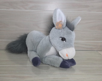 Vintage Applause Bravo Laying Donkey Mule Stuffed Animal Plush Toy Grey #13803
