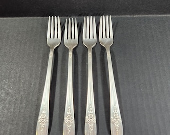 Vtg Wm Rogers Mfg 1941 Triumph Extra Plate Silverplate Flatware Forks Lot of 4