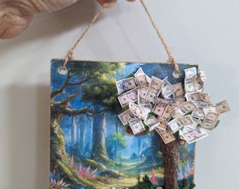 Handmade Money Tree, Reiki Infused Money Abundance Lucky Charm, Abundance Charm, Tiny Money Art, Money Spell.