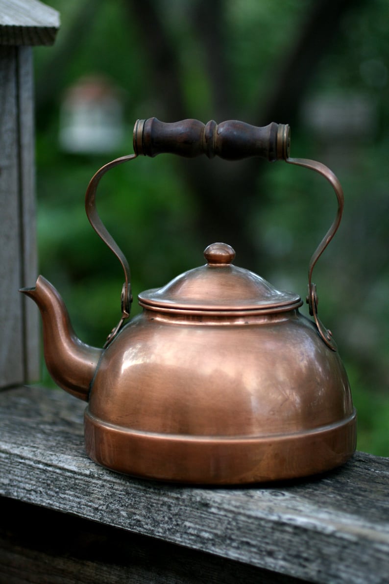 Vintage copper tea kettle Rustic Primitive Tea Kettle Made Etsy