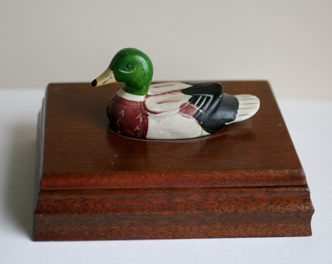 Vintage 80s Mallard Duck Wooden Box With Duck Playing Cards. Etsy