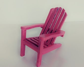 Handmade Pink Barbie Adirondack Chair, Barbie Doll Garden Patio Furniture, Fairy Garden, Barbie Beach Chair.