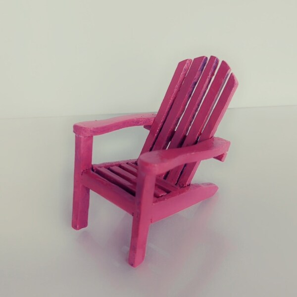 Handmade Pink Barbie Adirondack Chair, Barbie Doll Garden Patio Furniture, Fairy Garden, Barbie Beach Chair.