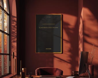 Poster minimalista "Controlled Chaos" con tipografia | Quadro da parete con cornice nera e oro | Poster per una mentalità vincente