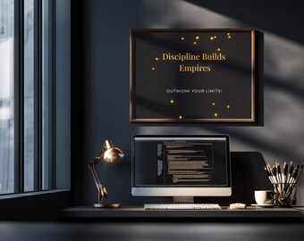 Poster „Disziplin baut Imperien“ mit Holzrahmen | Dekoration für eine positive Denkweise