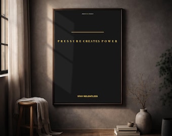 Poster "La pressione crea potere" con cornice in legno | Decorazione murale motivazionale